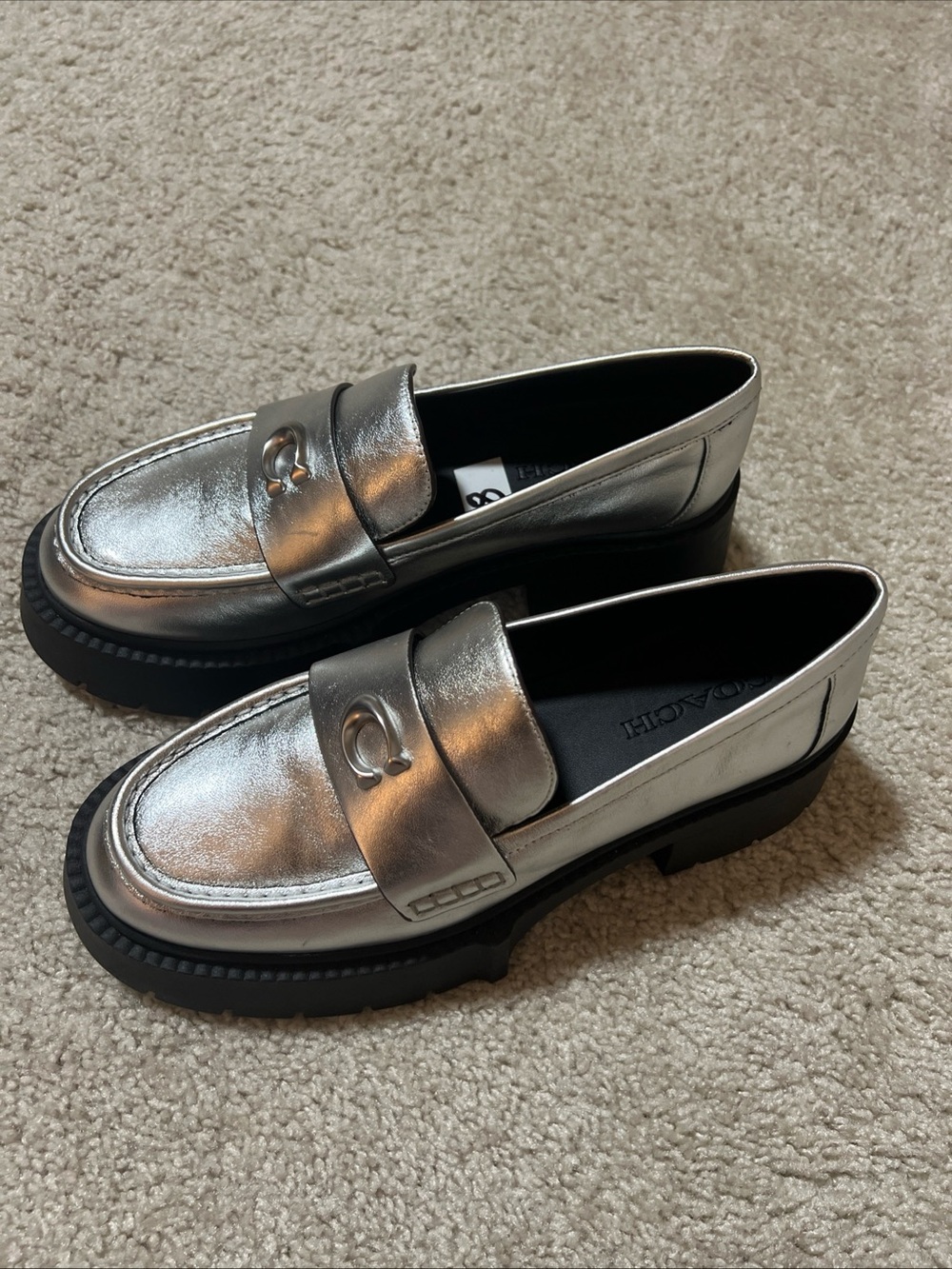 Coach Metallic Silver Women Shoes/loafers/size 8/new - Picture 10 of 11